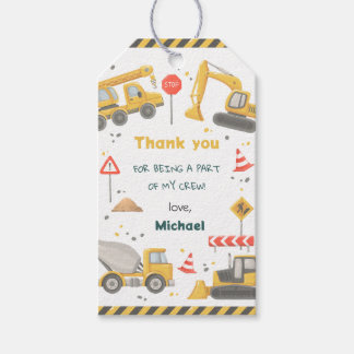 Watercolor Bouw Verjaardagsfeestje Cadeaulabel