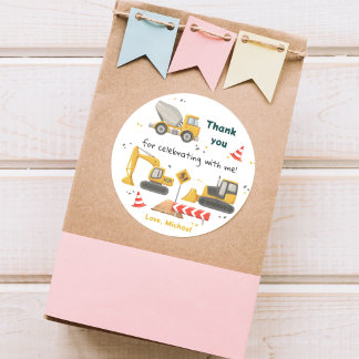 Watercolor Bouw Verjaardagsfeestje Ronde Sticker