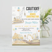 Watercolor Bouwtrucks Baby Shower Kaart (Staand voorkant)