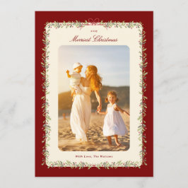 watercolor bow botanical frame 1 photo flat  feestdagenkaart