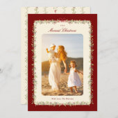 watercolor bow botanical frame 1 photo flat  feestdagenkaart (Voorkant / Achterkant)