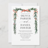 Watercolor Bow Christmas Photo QR Code Wedding Kaart (Voorkant)