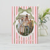 Watercolor Bow Family Photo Christmas Card Feestdagenkaart (Staand voorkant)