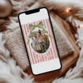 Watercolor Bow Family Photo Christmas Card Feestdagenkaart