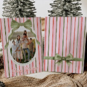 Watercolor Bow Family Photo Christmas Card Feestdagenkaart