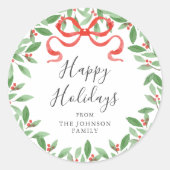 Watercolor Bow Personalized Gift Sticker (Voorkant)