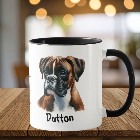  Watercolor Boxer Coffee Brown Personalize Mok