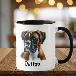 Watercolor Boxer Coffee Bruin Personaliseer Mok