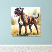 Watercolor Boxer Dog Canvas Afdruk (Insitu (Houten vloer))