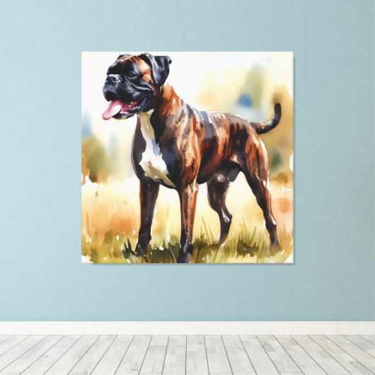 Watercolor Boxer Dog Canvas Afdruk (Insitu (Houten vloer))