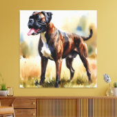 Watercolor Boxer Dog Canvas Afdruk (Insitu (Woonkamer))