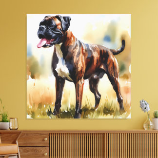 Watercolor Boxer Dog Canvas Afdruk