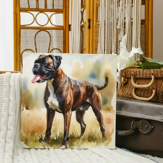 Watercolor Boxer Hond Canvas Afdruk