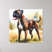 Watercolor Boxer Hond Canvas Afdruk (Voorkant)