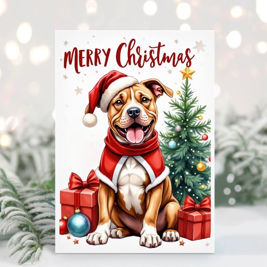Watercolor Boxer Hond Kerstkaart