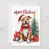 Watercolor Boxer Hond Kerstkaart (Voorkant)