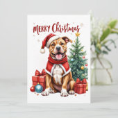 Watercolor Boxer Hond Kerstkaart (Staand voorkant)