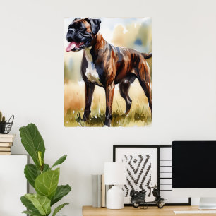Watercolor Boxer Hond Poster