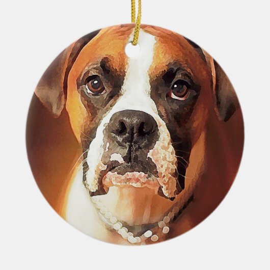Watercolor Boxer Keramisch Ornament (Voorkant)