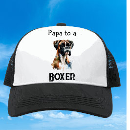 Watercolor Boxer Papa Brown Personalize Trucker Pet