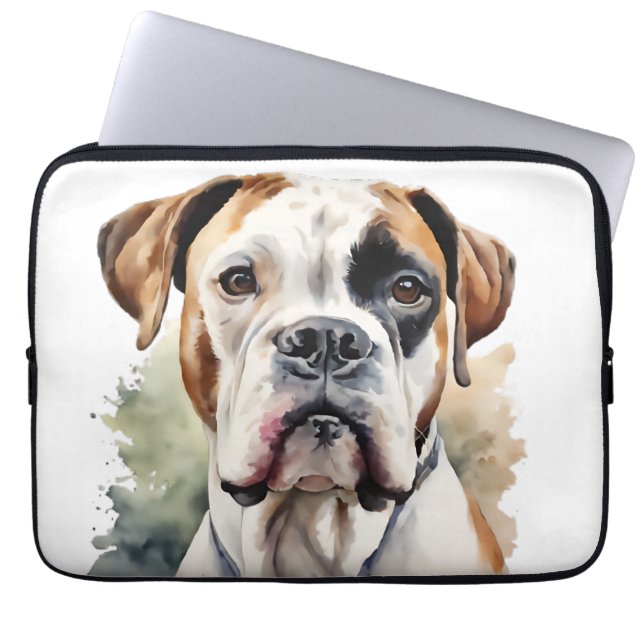 Watercolor Boxerhond Kunst  Laptop Sleeve (Voorkant)