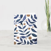 Watercolor branches and berries - indigo and beige kaart (Voorkant)