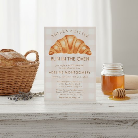 watercolor bread Bun in the Oven Baby Shower Kaart