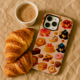 Watercolor Breakfast Food Illustrations iPhone 16 Hoesje