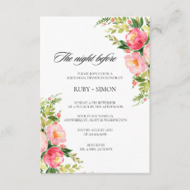 Watercolor Bright Festive Flower Wedding Informatiekaartje