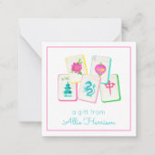 Watercolor Bright Mahjong Tiles Enclosure Notitiekaartje (Voorkant)