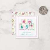 Watercolor Bright Mahjong Tiles Enclosure Notitiekaartje (Voorkant / Achterkant in situ)