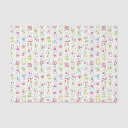 Watercolor Bright Mahjong Tiles Tissuepapier (Voorkant)