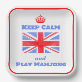 Watercolor Britse Union Jack Keep Calm Mahjong Papieren Bordje