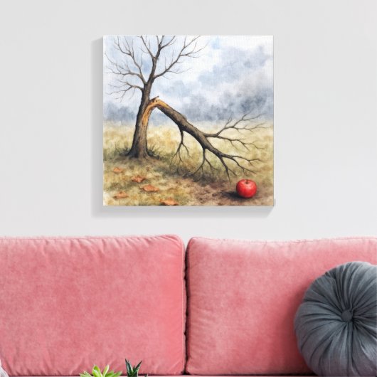 Watercolor Broken Apple Tree  Canvas Afdruk (Insitu (Woonkamer))