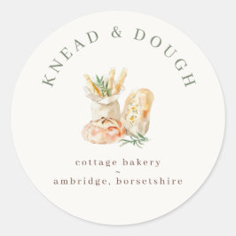 Watercolor Brood Cottage Bakkerij  Ronde Sticker