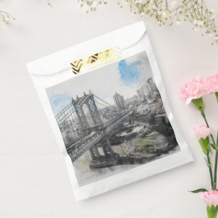 Watercolor Brooklyn Bridge Favor Tas – Artistiek Bedankzakje