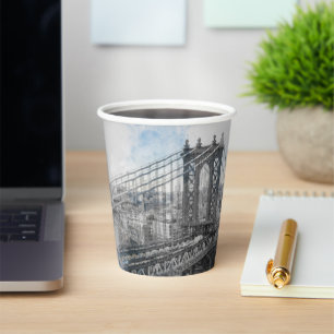 Watercolor Brooklyn Bridge Papieren Bekers – NYC K