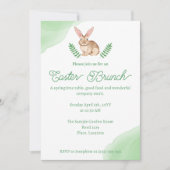 Watercolor Brown Bunny Green Easter Brunch Kaart (Voorkant)
