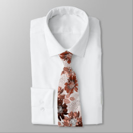 Watercolor brown grey floral pattern. stropdas