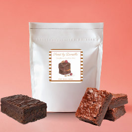 Watercolor Brownie Bakkerij Snoepjes Vierkante Sticker