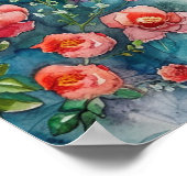 Watercolor Brug Tuin Bloemen Poster (Hoek)