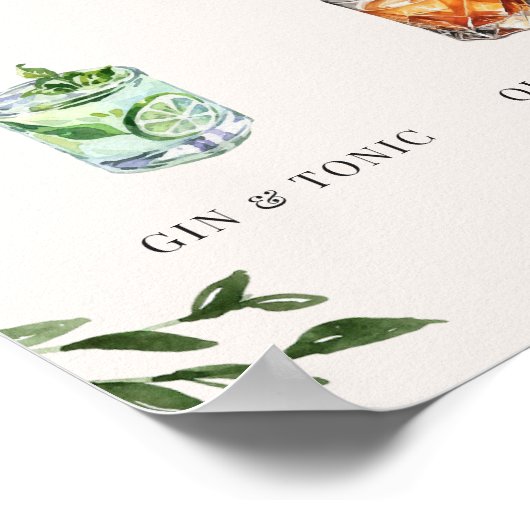 Watercolor | Bruid & Bruidegom Signature Drink Bar Poster (Hoek)