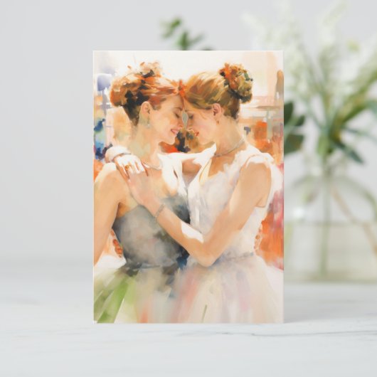Watercolor Bruiden Save the Date (Staand voorkant)