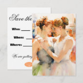 Watercolor Bruiden Save the Date (Voorkant / Achterkant)
