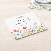 Watercolor Bruidsboeket Bruiloft Kartonnen Onderzetters (Schuin)