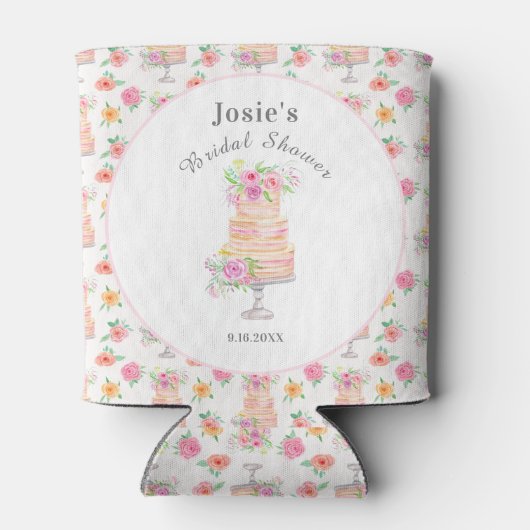 Watercolor Bruidsfeest Gelaagde Rozen Cake Patroon Blikjeskoeler (Achterkant)