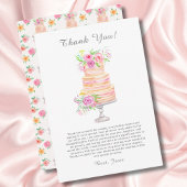 Watercolor Bruidsfeest Laag Cake Met Rozen Bedankkaart