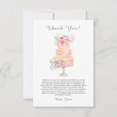 Watercolor Bruidsfeest Laag Cake Met Rozen Bedankkaart (Voorkant)