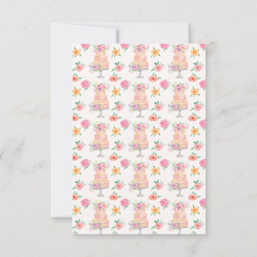 Watercolor Bruidsfeest Laag Cake Met Rozen Bedankkaart (Achterkant)