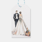 Watercolor Bruidsparen Huwelijk Cadeaulabel (Achterkant)